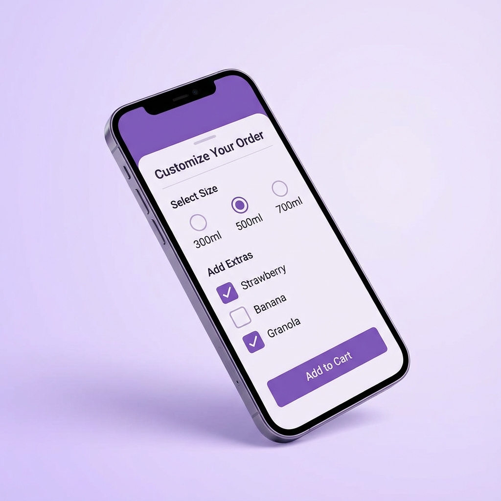 Seleção de Variantes e Extras - Tamanhos personalizáveis no cardápio digital